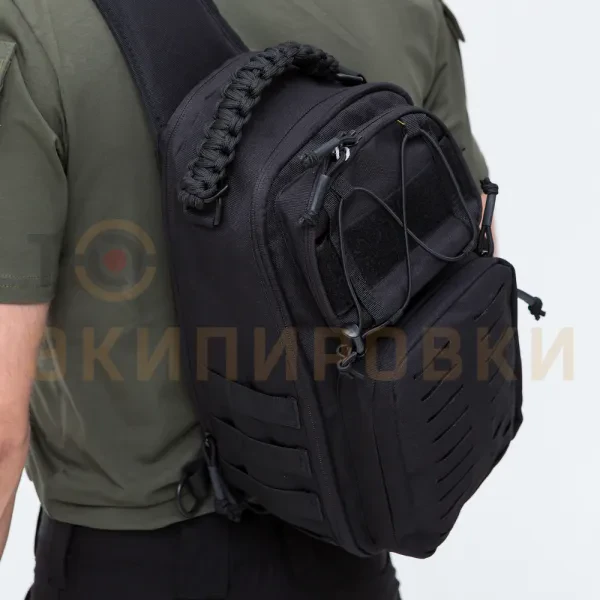 Фото товара Сумка NNM через плечо большая с паракордовой ручкой черный 8л.
